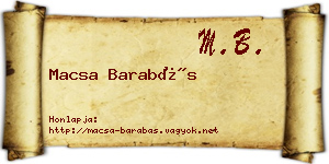 Macsa Barabás névjegykártya